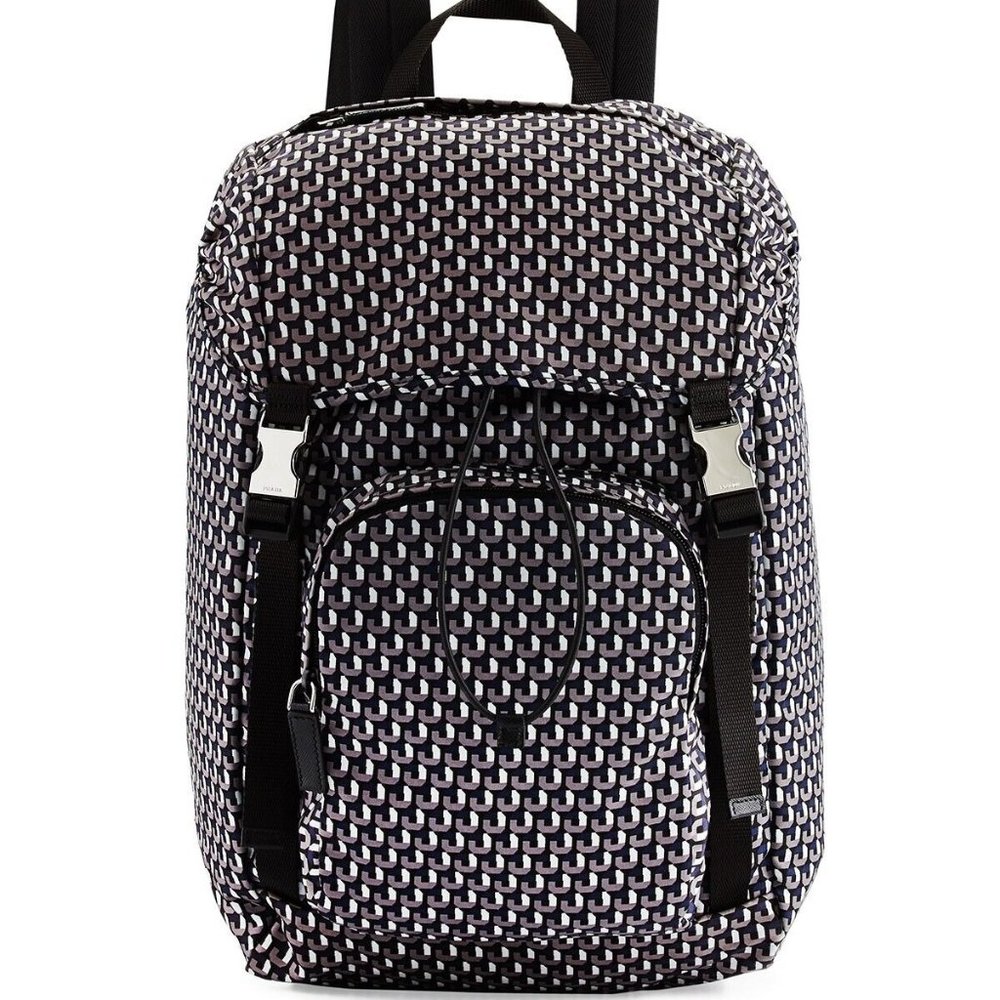 100% AUTHENTIC NEW PRADA MEN/WOMEN NYLON OCTAGON PRINT BACKPACK/BAG